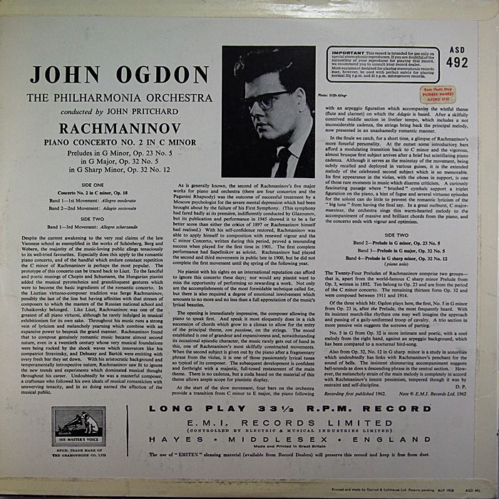 RACHMANINOV PIANO CONCERTO NO.2 JOHN OGDON