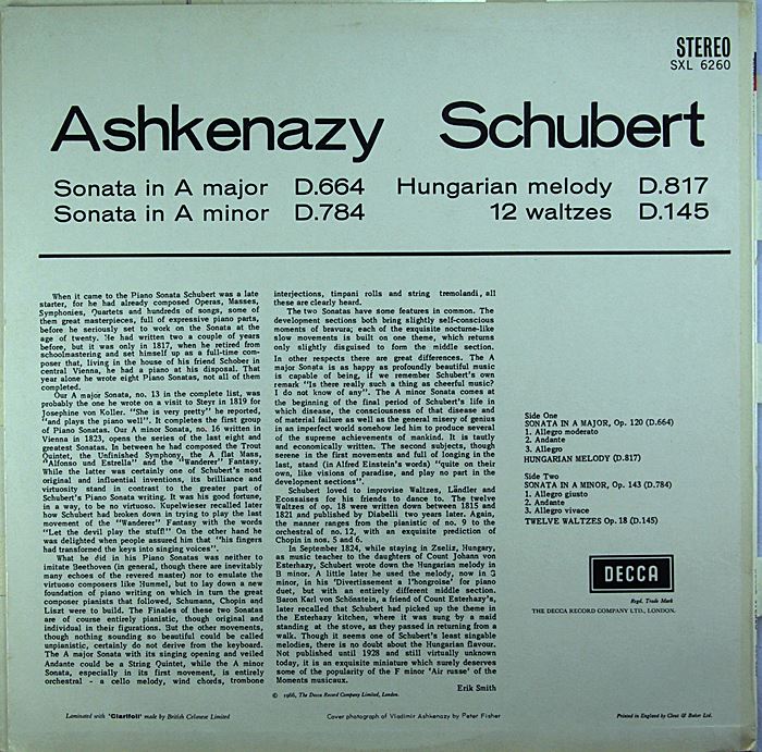 SCHUBERT ASHKENAZY