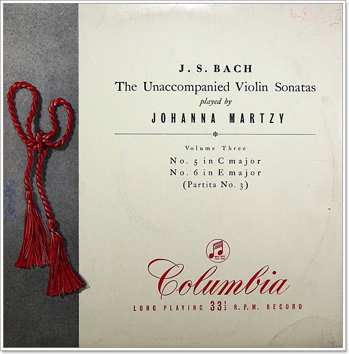 J.S.BACH THE UNACCOMPANIED VIOLIN SONATAS JOHANNA MARTZY, 33CX 1286-8