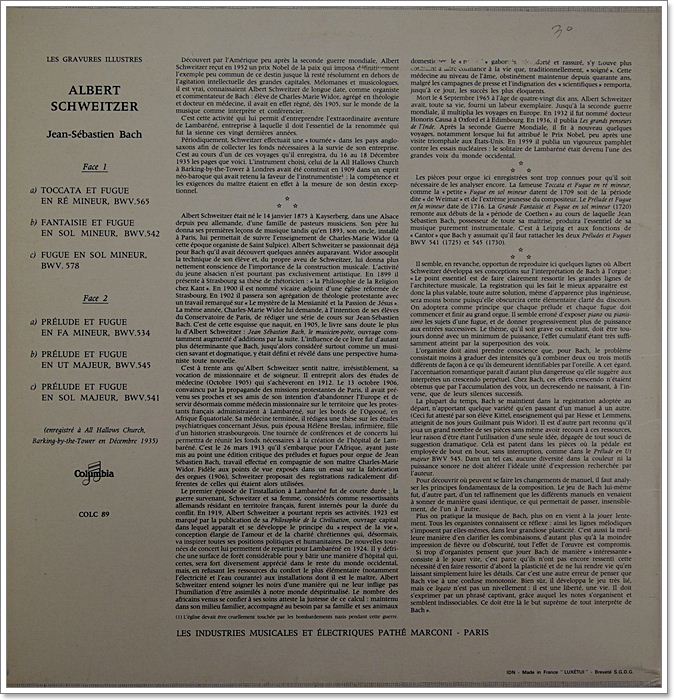 BACH PRELUDES ET FUGUES POUR ORGUE / ALBERT SCHWEITZER