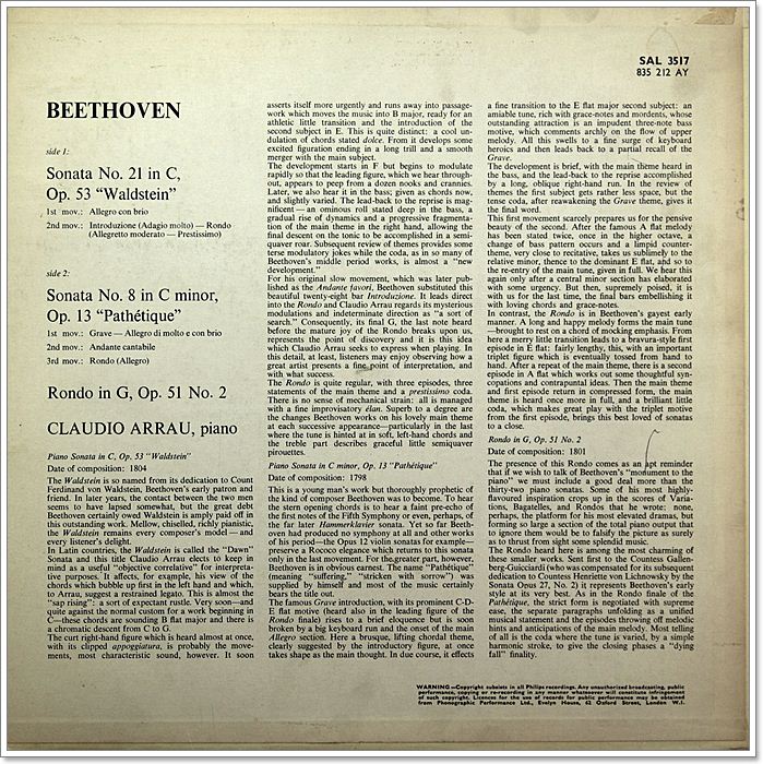 BEETHOVEN WALDSTEIN SONATA / RATHETIQUE SONATA / RONDO OP.51 NO.2