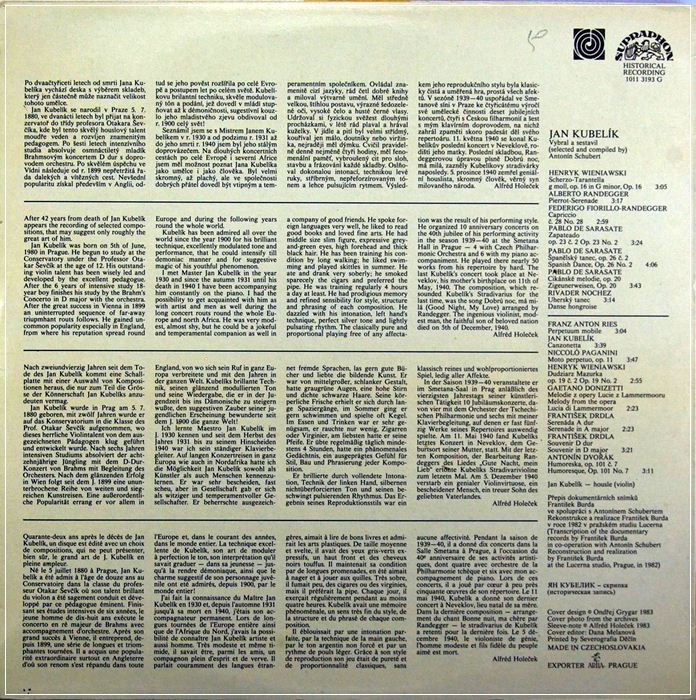 THE IMMORTAL ART OF JAN KUBELIK