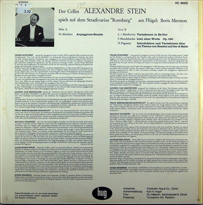 ALEXANDRE STEIN - SCHUBERT ARPEGGIONE-SONATE