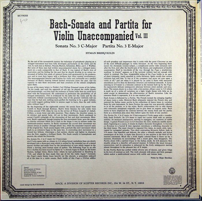 BACH SONATA AND PARTITA FOR VIOLIN UNACCOMPANIED VOL.Ⅰ, Ⅲ