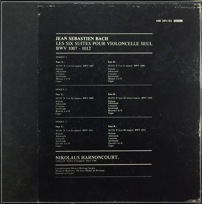 BACH / SUITES POUR VIOLONCELLE / N.HARNONCOURT