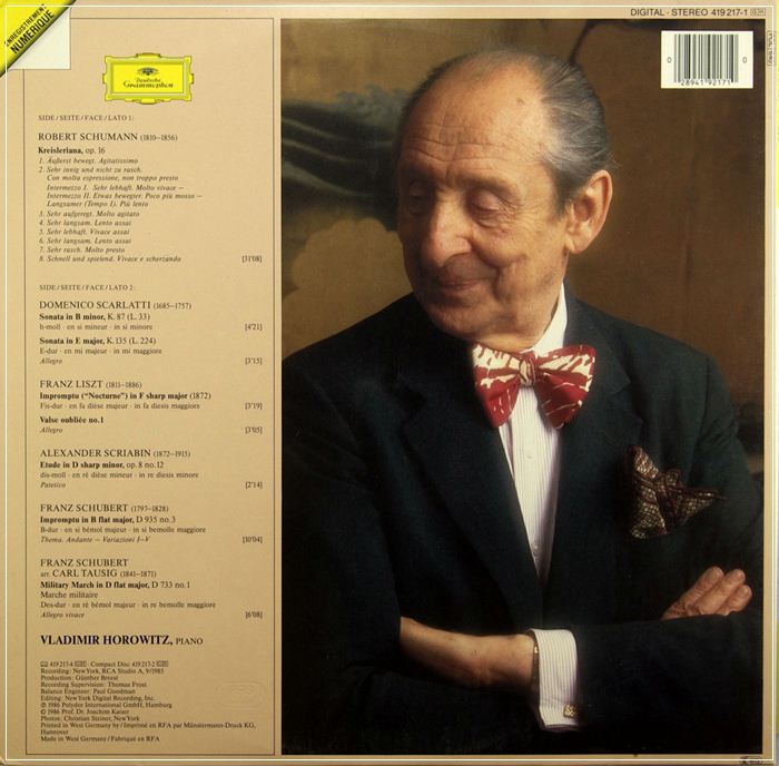 HOROWITZ THE STUDIO RECORDINGS NEW YORK 1985