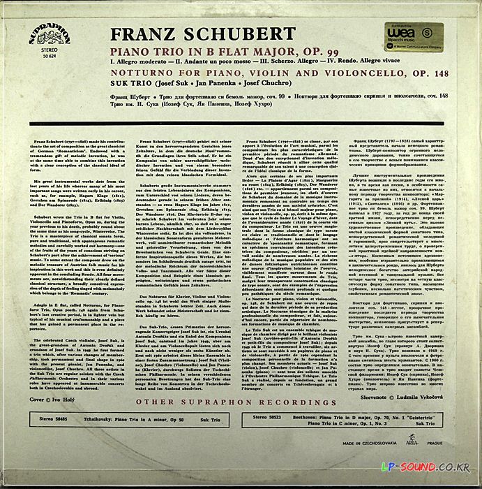 SCHUBERT – PIANO TRIO /NOTTURNO SUK TRIO SUA