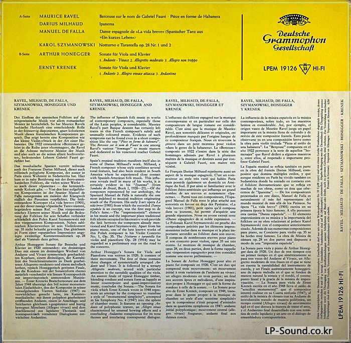 JOHANNA MARTZY/RAVEL - MILHAUD - FALLA / DGG LPEM 19126