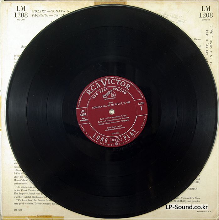 MISCHA ELMAN-MOZART SONATA/PAGANINI CAPRICE-LM 1208-ORIG. MONO