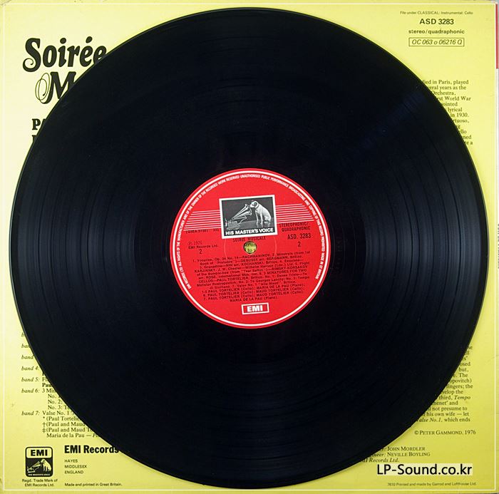 PAUL TORTELIER : SOIREE MUSICALE SIGNED QUAD      ASD 3283