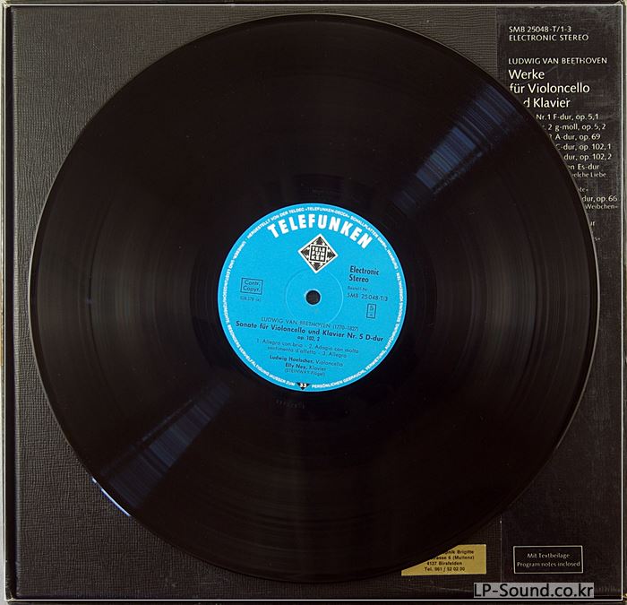 TELEFUNKEN BEETHOVEN LUDWIG HOELSCHER ELLY NEY CELLO WORKS 3 LP BOX NM