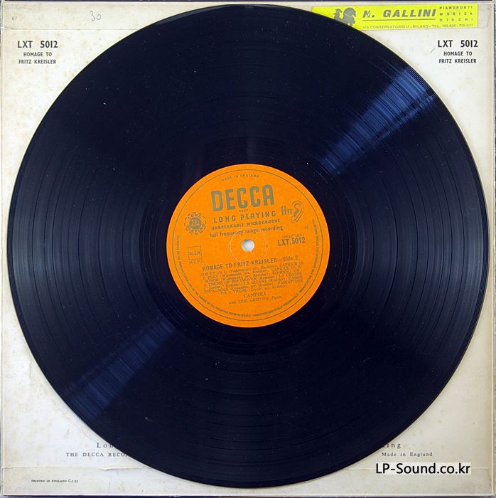 LXT 5012 *CAMPOLI* PLAYS *HOMAGE TO FRITZ KREISILER* ERIC GATTON