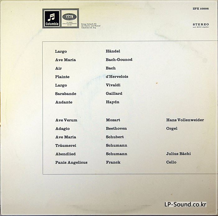 MUSIC FOR CELLO AND ORGAN /JULIUS BACHI