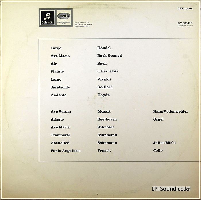 MUSIC FOR CELLO AND ORGAN /JULIUS BACHI
