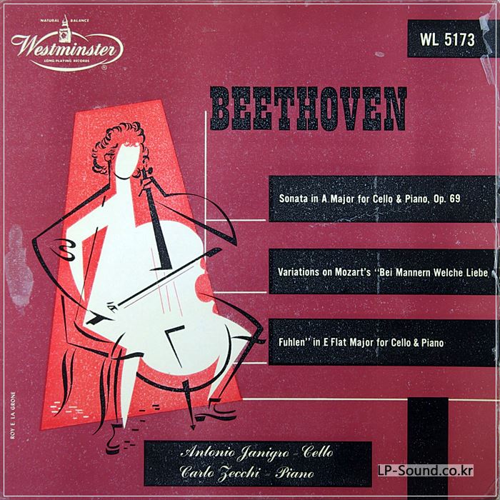 WESTMINSTER WL 5173- BEETHOVEN CELLO SONATAS- JANIGRO