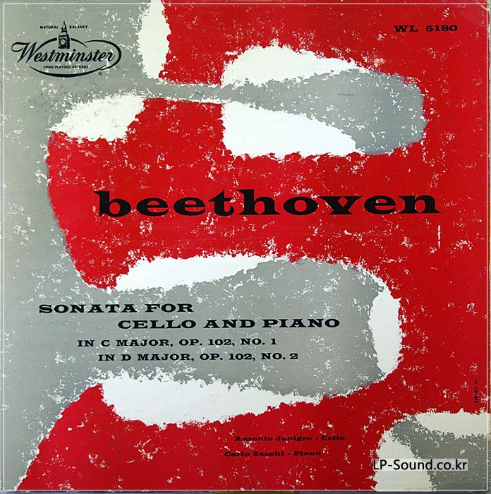 WESTMINSTER WL 5180- BEETHOVEN CELLO SONATAS- JANIGRO