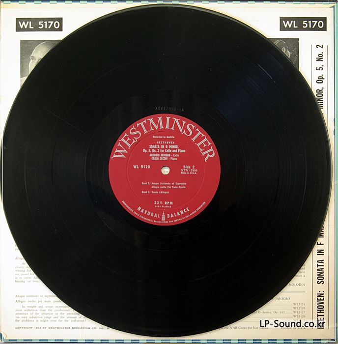 WESTMINSTER WL 5170   BEETHOVEN / ANTONIO JANIGRO - CARLO ZECCHI