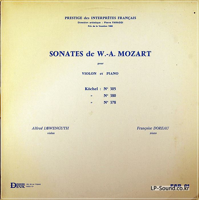 LOEWENGUTH DOREAU MOZART SONATAS PIANO RARE FAR 01 LP