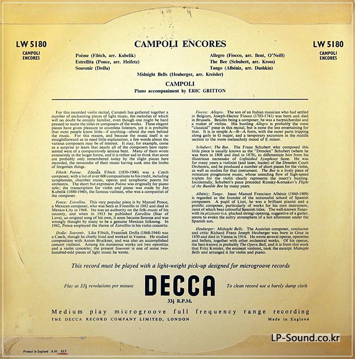 LW 5180 - ALFREDO CAMPOLI - ENCORES - ERIC GRITTON - 10