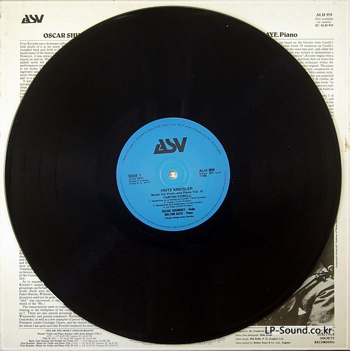 ASV ALH 959 1ST UK  OSCAR SHUMSKY - KREISLER MUSIC FOR VIOLIN VOL3