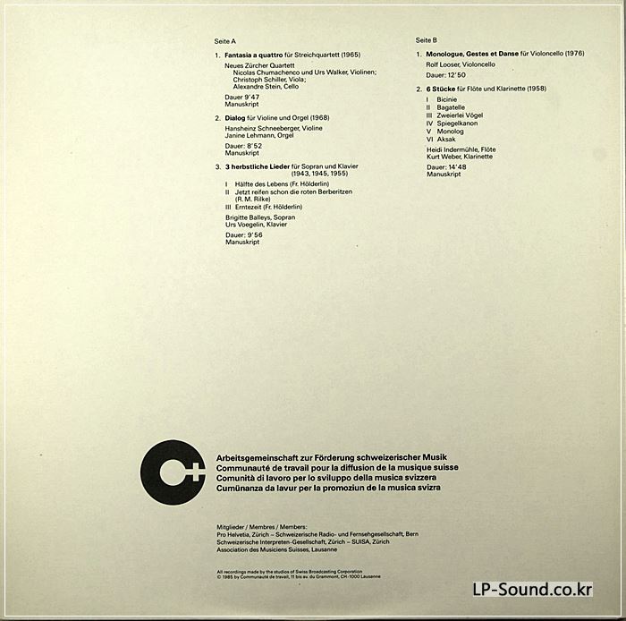 CELLO RARE ROLF LOOSER - SWISS COMPOSERS SERIES CTS-P 11 GATEFOLD