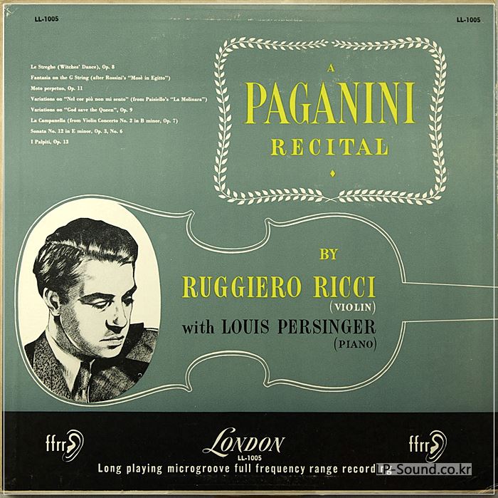 LONDON LL 1005 UK MONO ORIG RUGGIERO RICCI A PAGANINI RECITAL