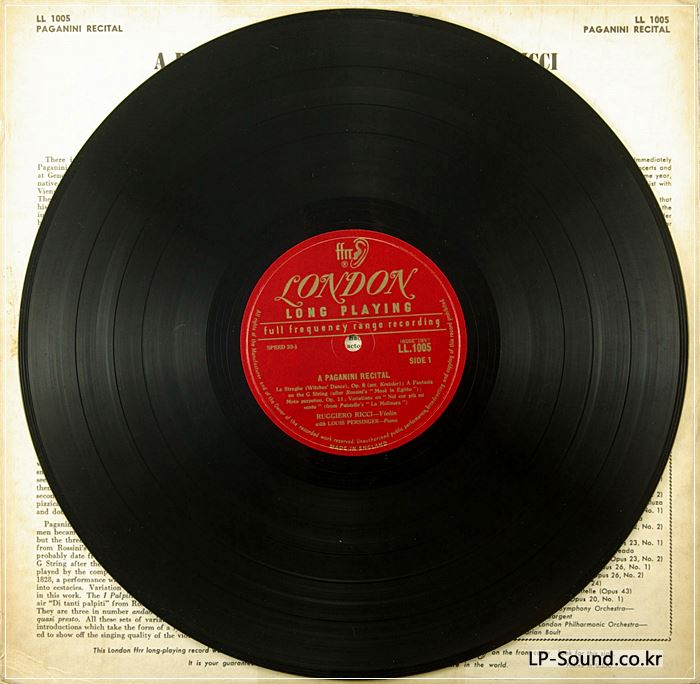 LONDON LL 1005 UK MONO ORIG RUGGIERO RICCI A PAGANINI RECITAL