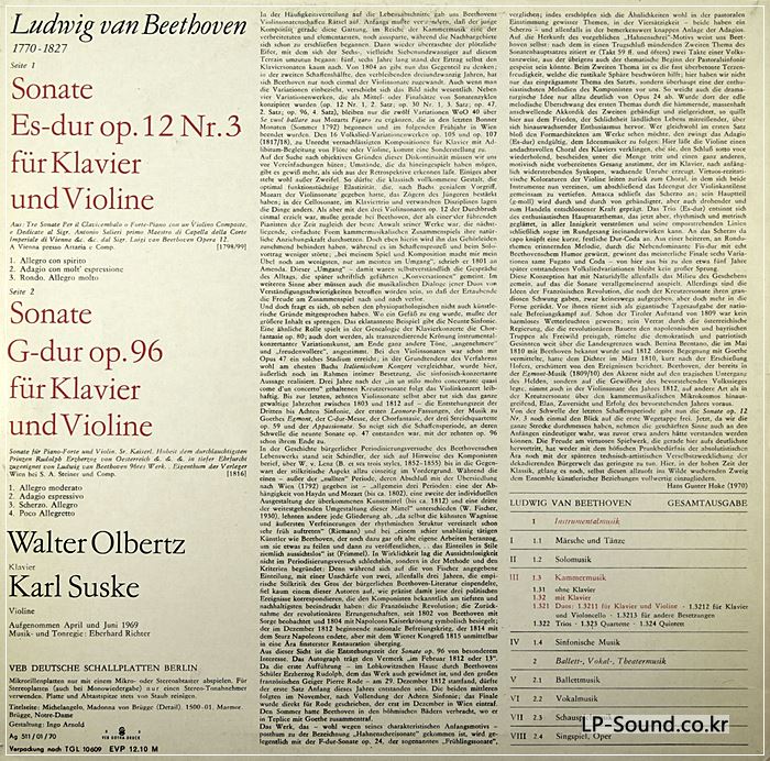 KARL SUSKE VIOLIN WALTER OLBERTZ PIANO BEETHOVEN SONATA GDR ETERNA