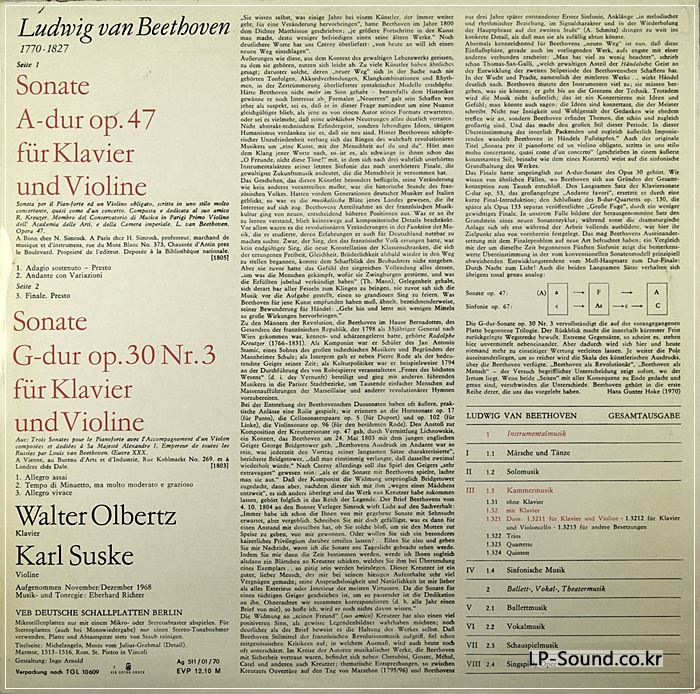 KARL SUSKE VIOLIN WALTER OLBERTZ PIANO BEETHOVEN SONATA GDR ETERNA