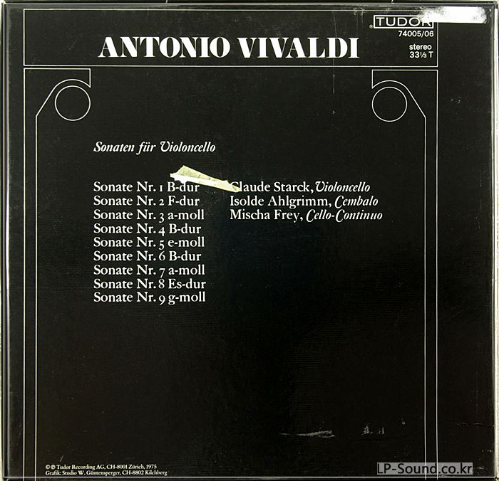CLAUDE STARCK VIVALDI COMPLELET CELLO SONATA AHLGRIMM 2 LP BOX RARE