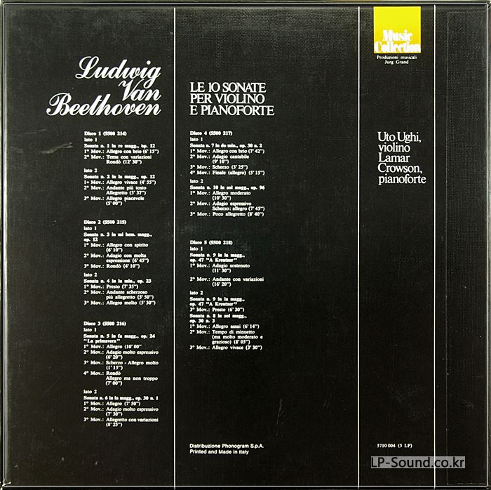 BEETHOVEN 10 SONATAS UTO UGHI CROWSON BOX 5 LP'S ITALY