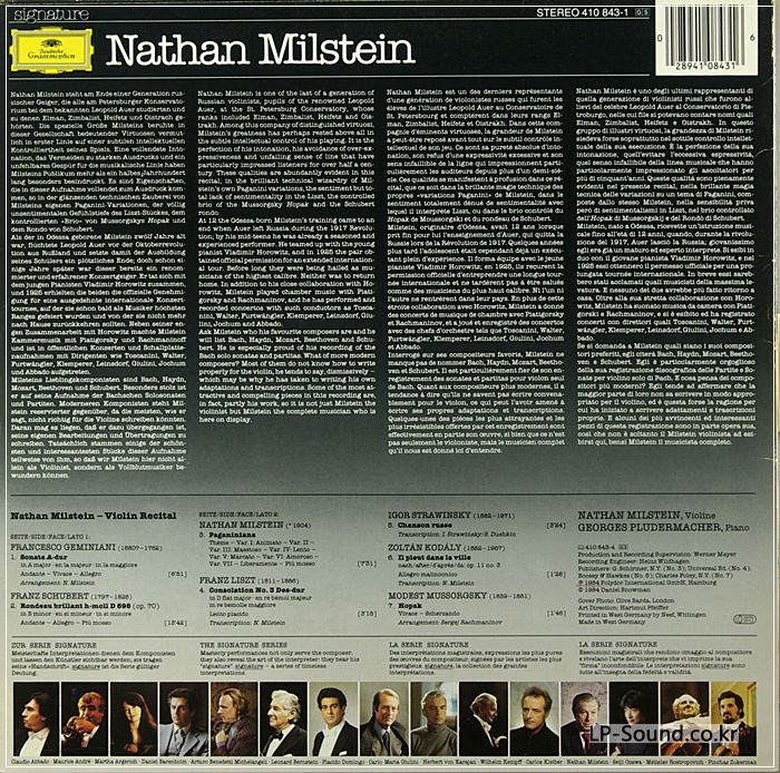 DGG 410 843-1 NATHAN MILSTEIN VIOLIN RECITAL NM GER-84