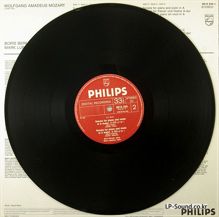 PHILLIPS 6514 244 DIGITAL * NM * MARK LUBOTSKY - MOZART VIOLIN SONATAS