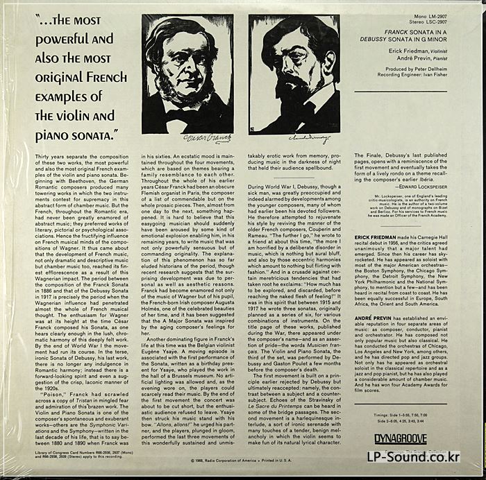 FRIEDMAN: FRANCK, DEBUSSY VIOLIN SONATAS .RCA LSC 2907