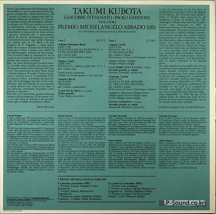 TAKUMI KUBOTA GIACOBBE STEVANOTO .PAOLO GHIDONI  PREMIO M. ABBADO 1983