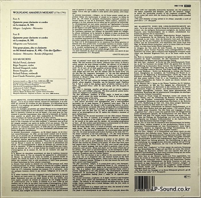 TRIO PASQUIER MICHEL PORTAL MOZART QUINTETTE