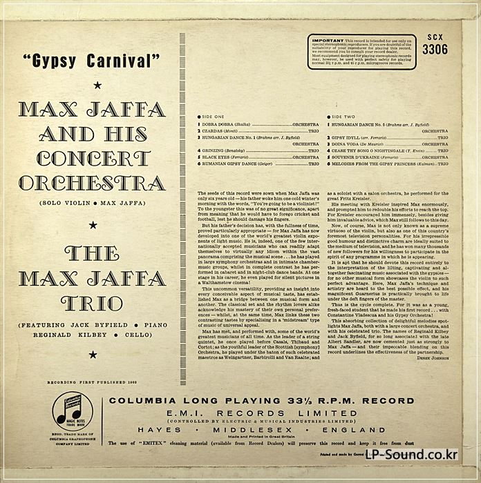 SCX 3306 *T/S* GYPSY CARNIVAL* MAX JAFFA & HIS CONCERT ORCHESTRA
