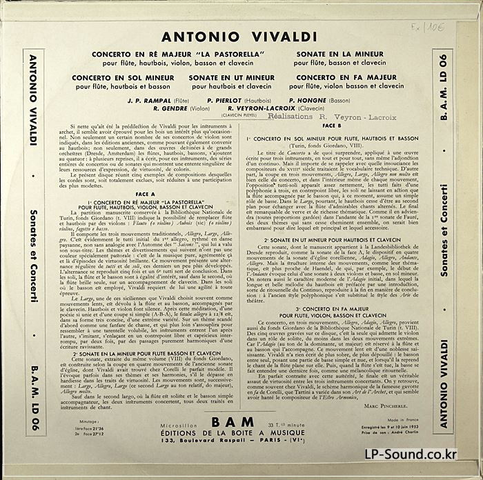 RARE BAM LD06 VEYRON-LACROIX RAMPAL GENDRE - VIVALDI SONATA