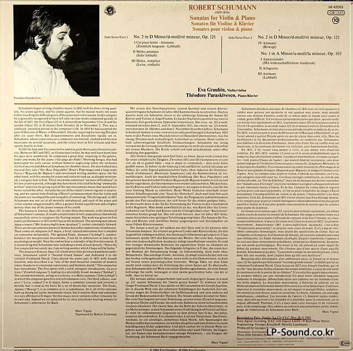 EVA GRAUBIN : SCHUMANN : SONATAS FOR VIOLIN & PIANO