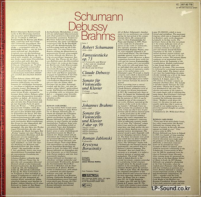 SCHUMANN BRAHMS DEBUSSY – CELLO SONATAC JABLONSKI BORUCINSKA RARE LP