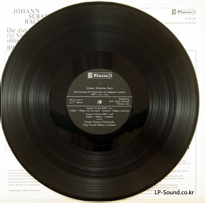 RARE SWISS ONLY CLAUDE STARCK CLAVES BACH CELLO SONATAS STEREO LP