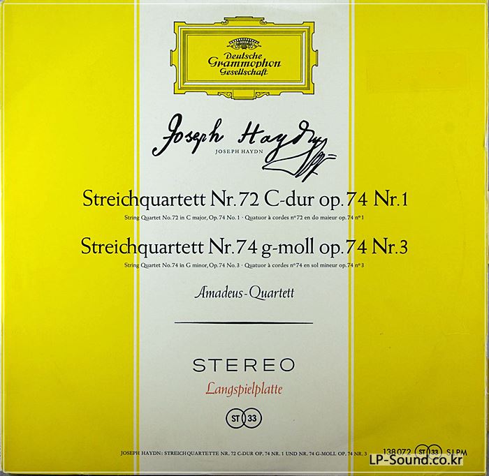 HAYDN STRING QUARTETS / DGG RED STEREO SLPM 138 072