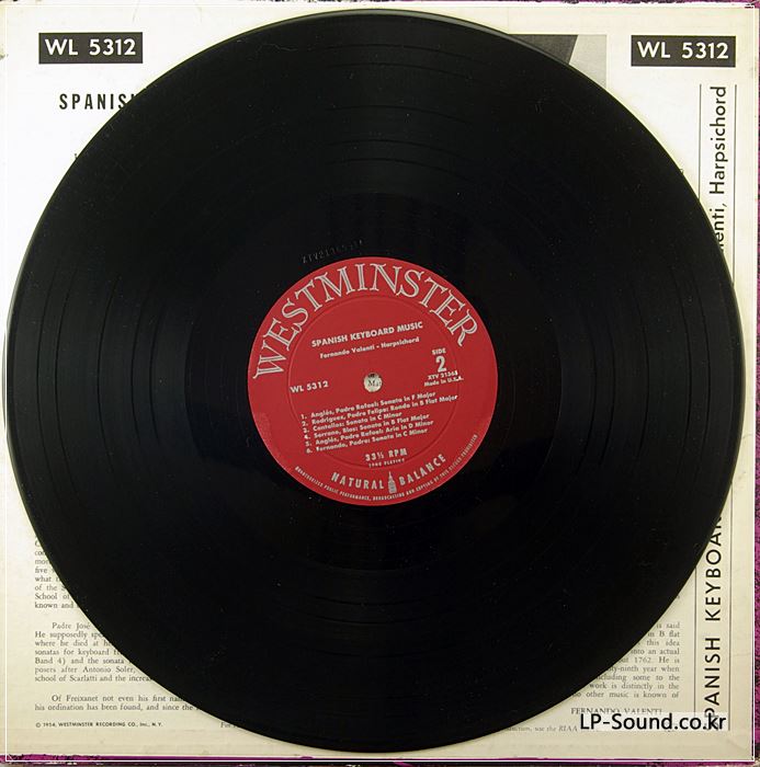 SPANISH KEYBOARD MUSIC, FERNANDO VALENTI, HARPSICHORD WESTMINSTER