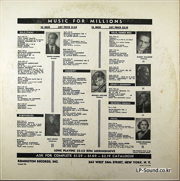 SIMON BARERE PIANO RECITAL LISZT / CHOPIN 1951 REMINGTON