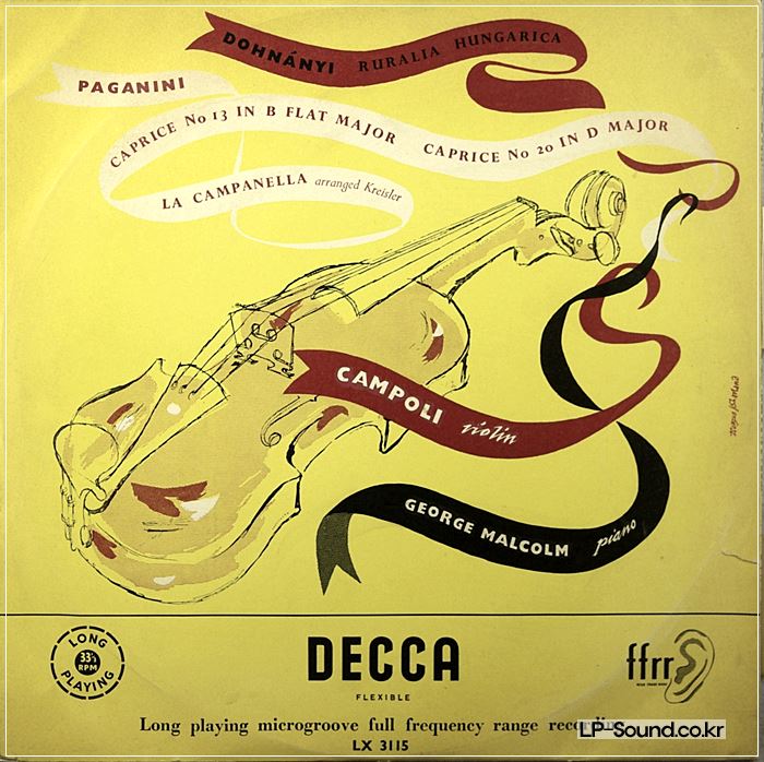 PAGANINI CAPRICE DOHNANYI HUNGARICA CAMPOLI MALCOLM DECCA LX 3115 RARE