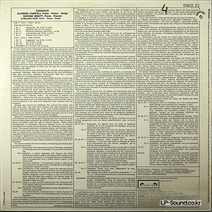 ALFREDO CAMPOLI* PLAYS *SARASATE: EIGHT SPANISH DANCES /NAVARRA