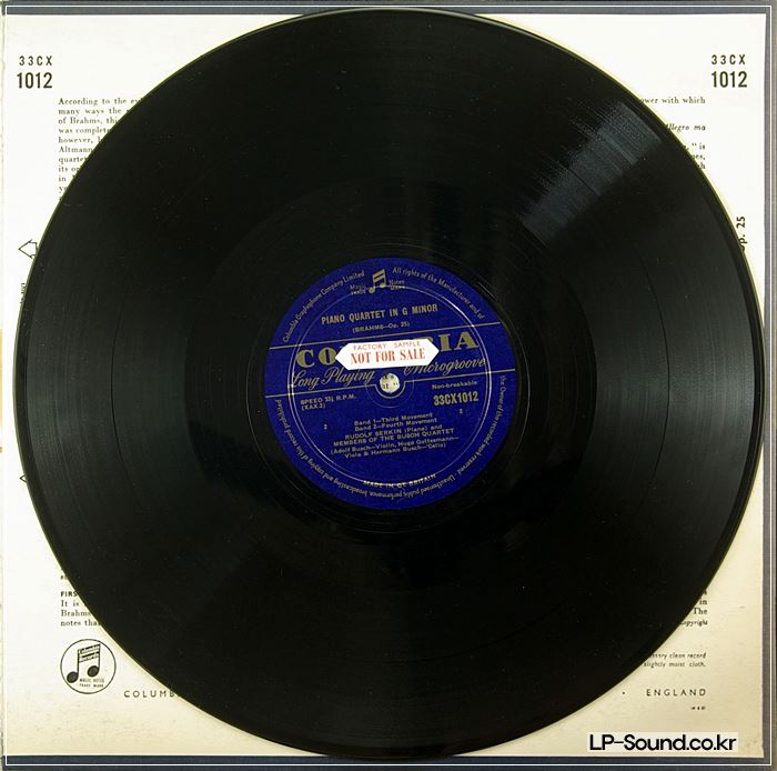 SERKIN & BUSCH QUARTET BRAHMS  33cx 1012 UK-50s