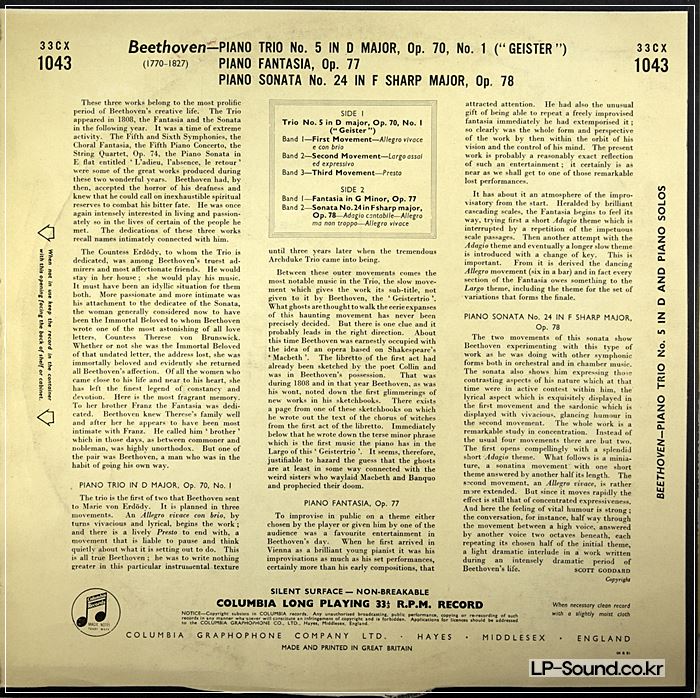 SERKIN & BUSCH TRIOS BEETH. ORIG 33CX 1043 UK-52