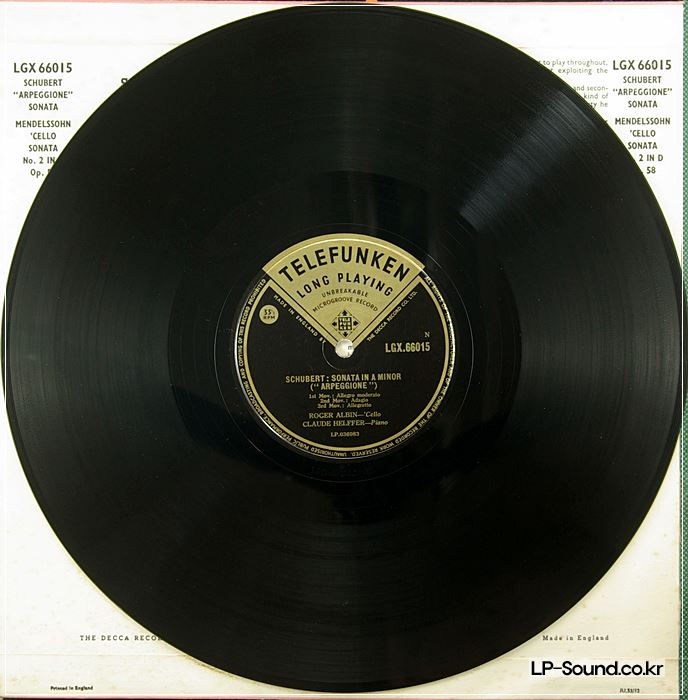 SCHUBERT / MENDELSSOHN SONATAS *ROGER ALBIN  TELEKUNKEN LGX 66015