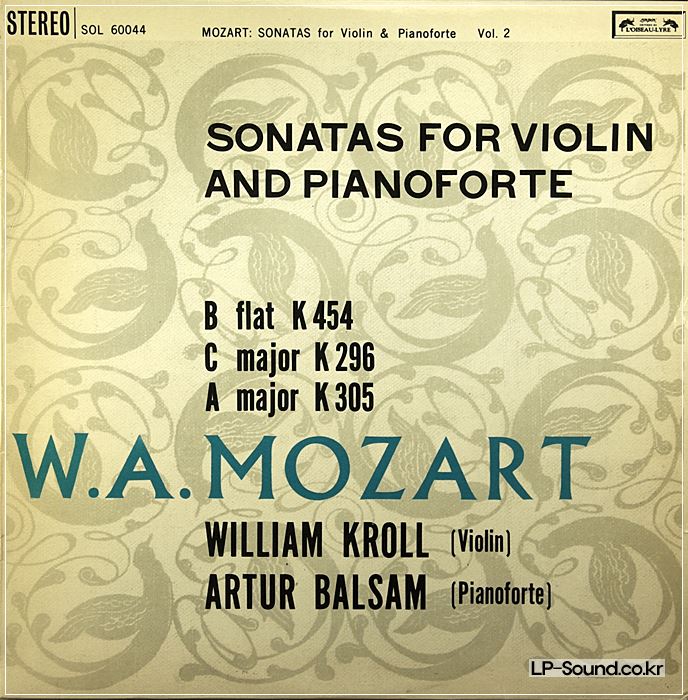 MOZART SONATAS FOR VIOLIN AND PIANO/KROLL/BALSAM 2LP